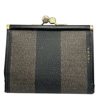FENDI フェンディ ぺカン 三つ折り 財布 ガマ口 レディース コンパクト レザー 中古 W４