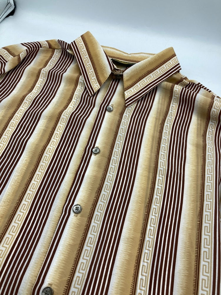 monzini COLLECTION 総柄 ストライプ 長袖シャツ アメリカ製 サイズXL 中古 D4