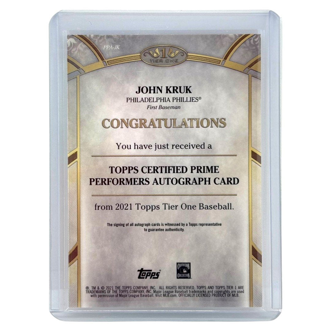 TOPPS MLBカード TIER ONE JOHN KRUK PHILADELPHIA PHILLIES /300 #PPA-JK 中古 IT1