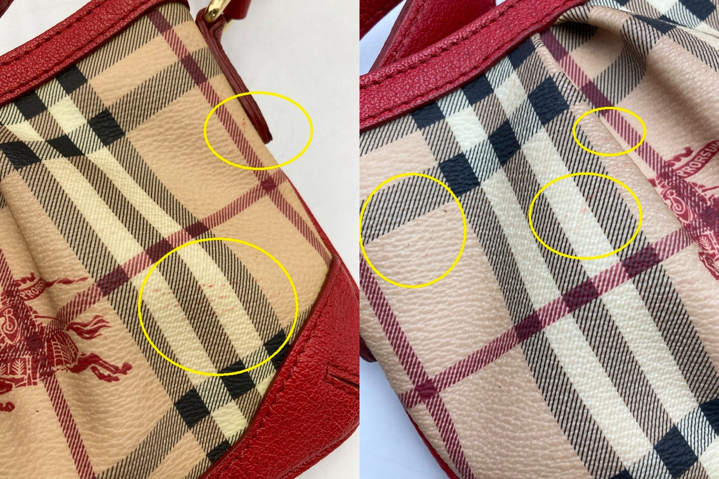 BURBERRY バーバリー ノバチェック ショルダーバッグ  レッド/ベージュ 中古 D4
