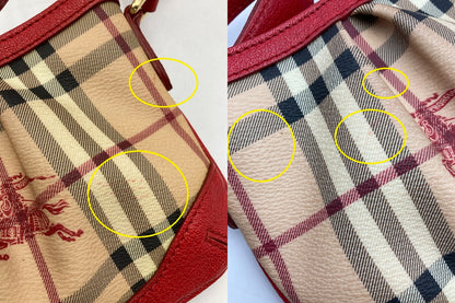 BURBERRY バーバリー ノバチェック ショルダーバッグ  レッド/ベージュ 中古 D4