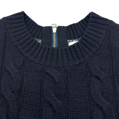 DAMA collection ダーマ・コレクション ケーブルニット ワンピース S チェック柄 レディース 秋 冬 ネイビー 中古 W４