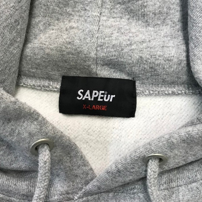 SAPEur サプール パーカー メンズ コットン スウェット ロッドマン フーディ 裏起毛 バックプリント グレー XLサイズ 中古 T1