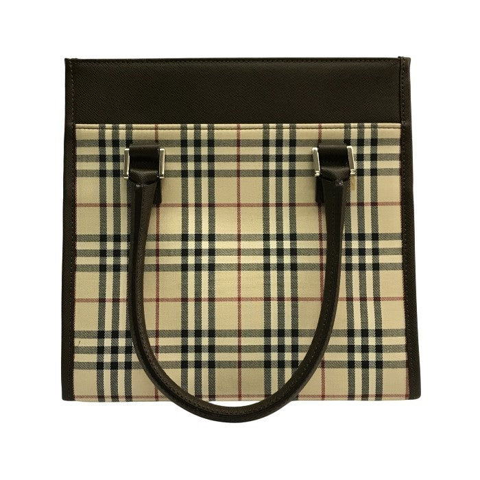 BURBERRY バーバリー ハンドバッグ レディース ノバチェック レザー ミニトート 西川製 ブラウン 中古 T1