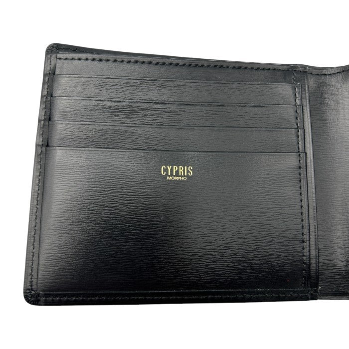 CYPRIS キプリス ボックスカーフ 二つ折り 財布 ブラック 小銭入れ 札入れ 牛革 レザー コンパクト メンズ 中古 W４
