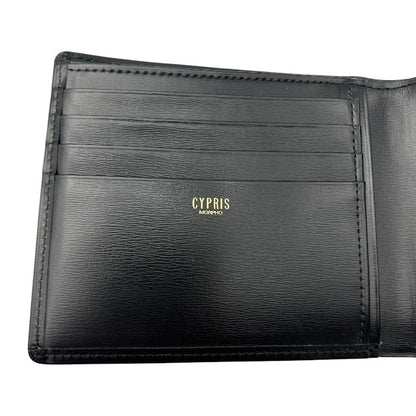 CYPRIS キプリス ボックスカーフ 二つ折り 財布 ブラック 小銭入れ 札入れ 牛革 レザー コンパクト メンズ 中古 W４
