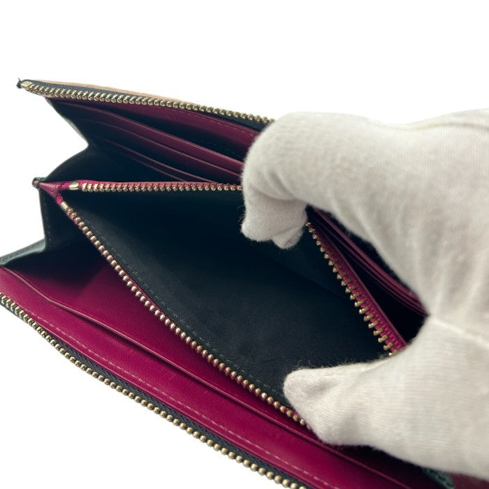 Paul Smith ポールスミス No.9 長財布 メンズ エンボス レザー L字ファスナー ネイビー/レッド/グリーン 本革 カード入れ 小銭入れ 札入れ 中古 W1