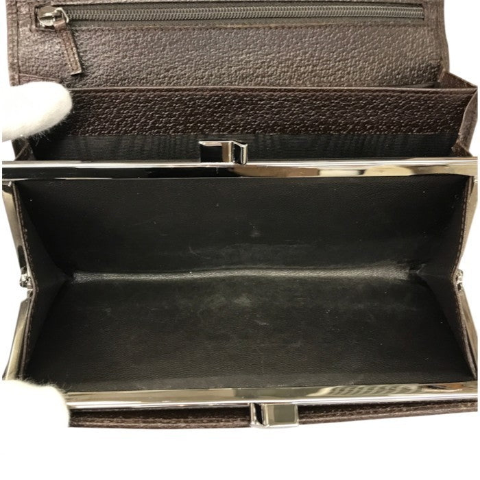 GUCCI グッチ GGキャンバス 長財布 レディース 2つ折り がま口 ブラウン 115100 中古 T1