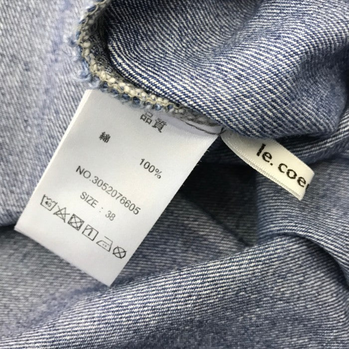 le.coeur blanc ルクールブラン ソフトデニムジャケット レディース コットン レトロ ショート丈 サックス 38サイズ 3052076605 中古 T1