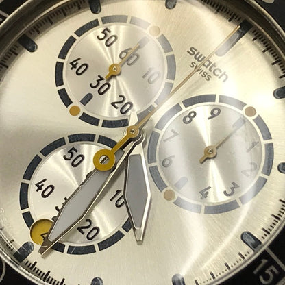 SWATCH NEW IRONY CHRONO JUMP HIGH 腕時計 メンズ アナログ クォーツ アイロニー クロノグラフ ラウンド SS シルバー YVS420 中古 T1