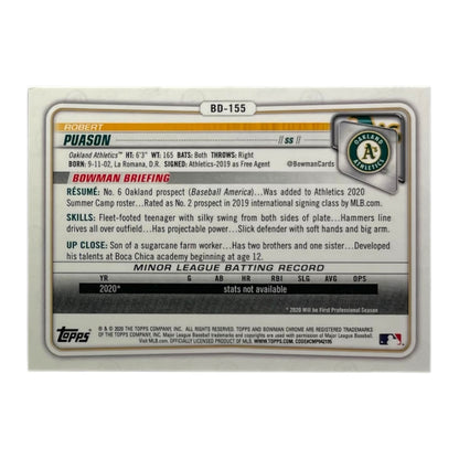 TOPPS MLBカード BOWMAN CHROME ROBERT PUASON OAKLAND ATHLETICS /150 #BD-155 中古 IT2