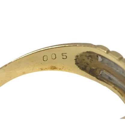 K18/Pt900 リング レディース ベルトデザイン 水色石 メレダイヤ イエローゴールド 12号 中古 T1