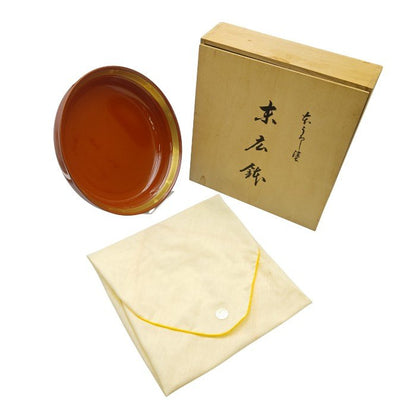 【未使用品】 本うるし塗 末広鉢 金閣 本金蒔絵 洗朱 一器旬彩 盛鉢 菓子鉢 中古 H4