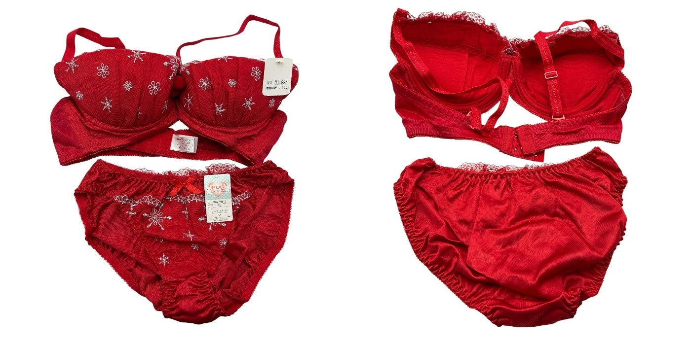 未使用品 PUG パグ petit palissee プチ パリーゼ Piace Rosso ブラジャー パンツ 4セット D70 M レディース 下着 ショーツ かわいい レース ギンガムチェック 中古 W４