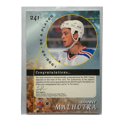 In The Game NHLカード BE A PLAYER MANNY MALHOTRA RANGERS #241 中古 IT2