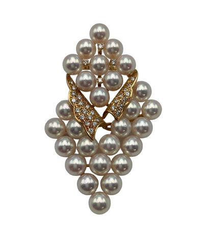 K18 ダイヤ0.46ct 5.8-6.1mm パール ブローチ 中古 D4