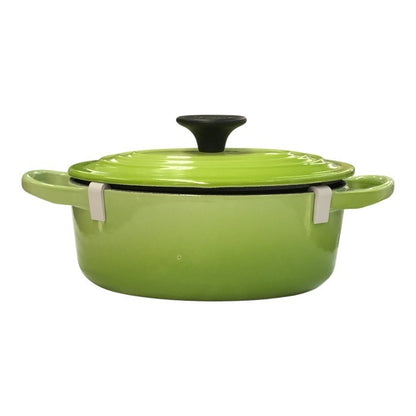 LE CREUSET ル・クルーゼ ココット オーバル 両手鍋 0.9L 楕円 ホーロー 鋳物 IH オーブン 直火 グリーン 中古 T1