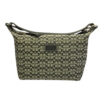 COACH コーチ ミニシグネチャー アクセサリーポーチ レディース キャンバス ハンドバッグ ブラック 中古 T1