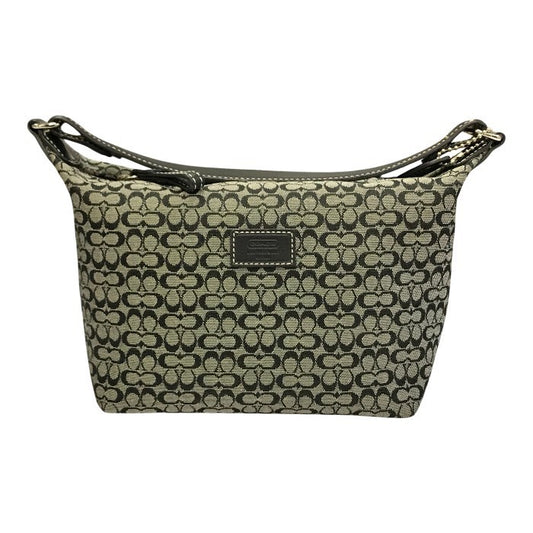 COACH コーチ ミニシグネチャー アクセサリーポーチ レディース キャンバス ハンドバッグ ブラック 中古 T1