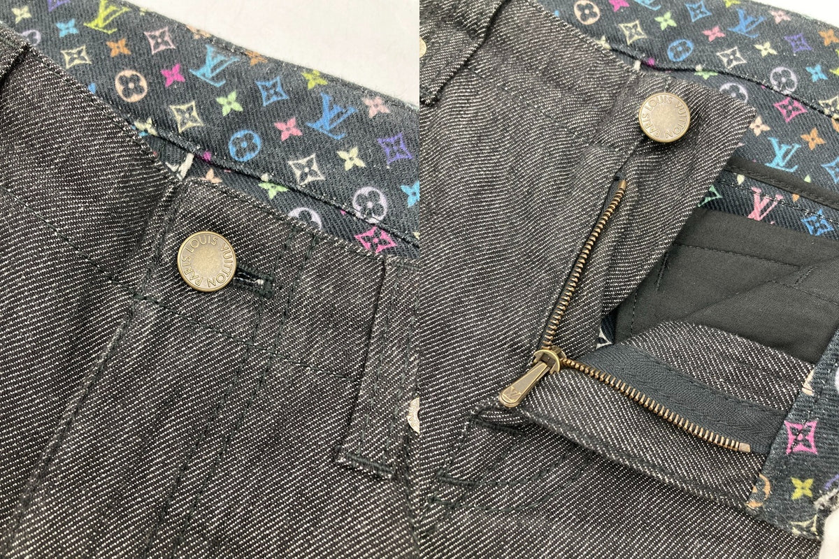 LOUIS VUITTON ルイヴィトン モノグラム マルチカラー クロップド デニムパンツ RW091W WOPA02DAZ サイズ38 レディース 中古 D4