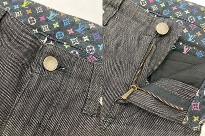 LOUIS VUITTON ルイヴィトン モノグラム マルチカラー クロップド デニムパンツ RW091W WOPA02DAZ サイズ38 レディース 中古 D4