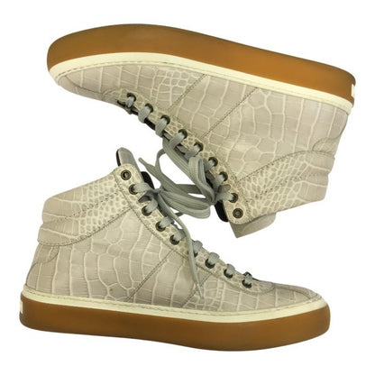 JIMMY CHOO ジミーチュウ スニーカー メンズ ハイカット クロコ型押し レザー ロゴソール ホワイト系 43サイズ 中古 T1