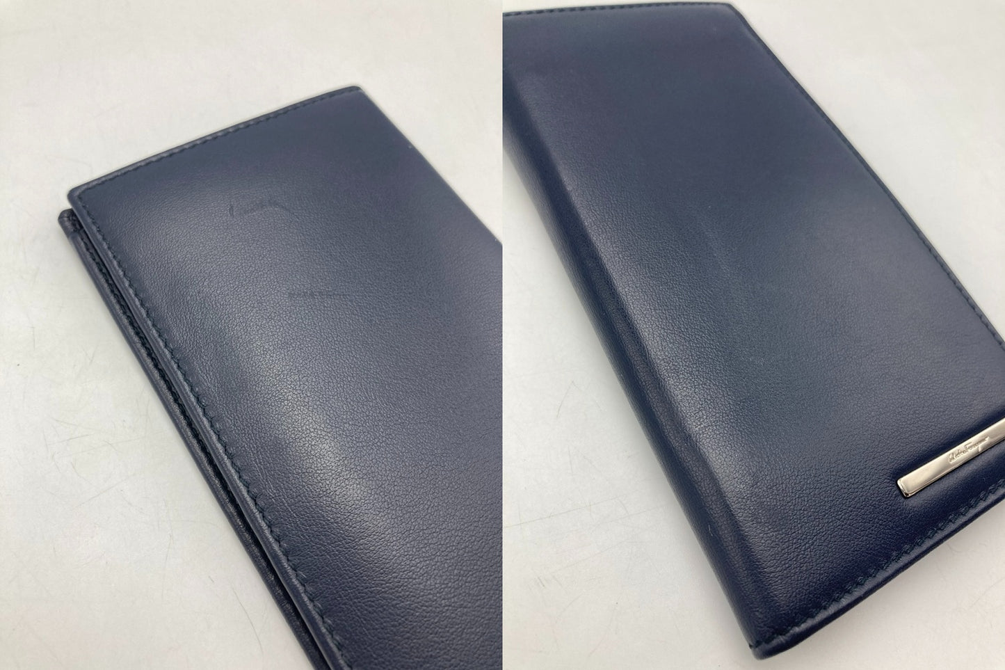 Salvatore Ferragamo サルヴァトーレフェラガモ レザー 2つ折り長財布 メンズ 中古 D4