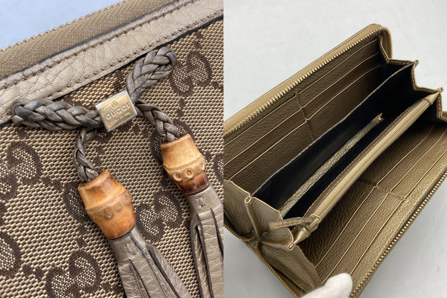 GUCCI グッチ GGキャンバス バンブータッセル ラウンドファスナー長財布 269991 中古 D4