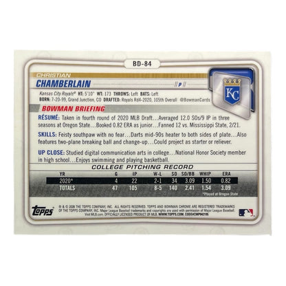 TOPPS MLBカード BOWMAN CHROME 1ST CHRISTIAN CHAMBERLAIN KANSAS CITY ROYALS /99 #BD-84 中古 IT2