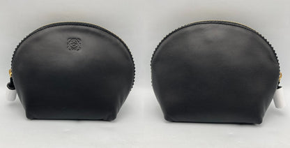 LOEWE ロエベ ナッパレザー 化粧ポーチ/コスメポーチ アナグラム ブラック 中古 D4