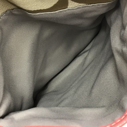 COACH コーチ シグネチャー スウィングバッグ レディース キャンバス 斜め掛け ショルダー ベージュ/ピンク 中古 T1
