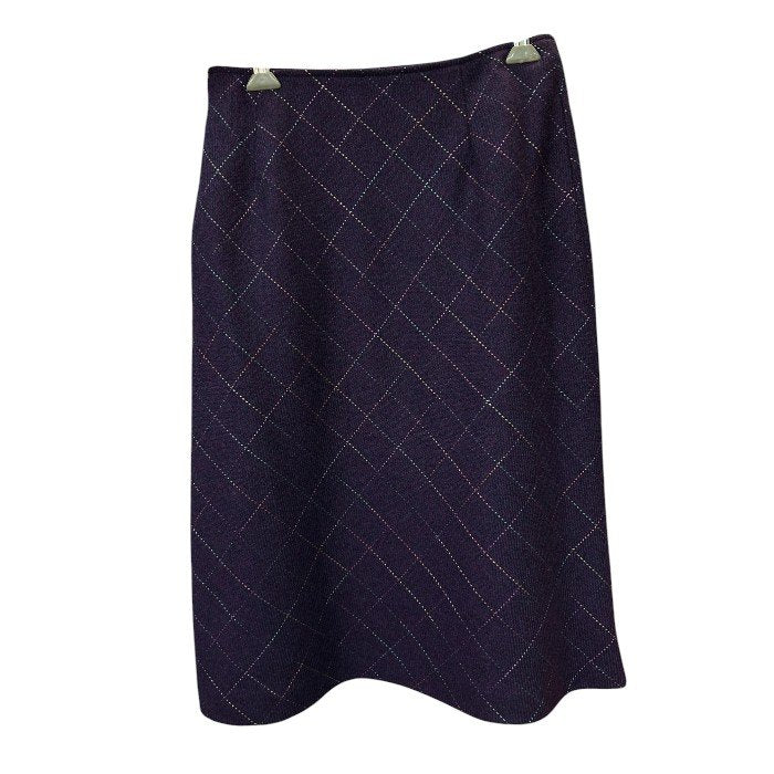 iCB アイシービー Alexanders ウール チェック スカート JPN11 タイト レディース パープル 秋 冬 中古 W４