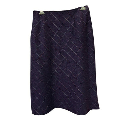 iCB アイシービー Alexanders ウール チェック スカート JPN11 タイト レディース パープル 秋 冬 中古 W４