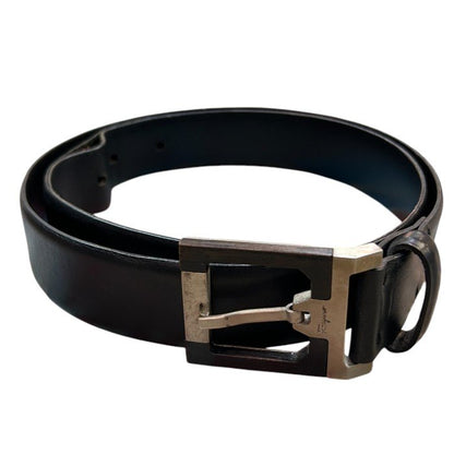 Salvatore Ferragamo サルヴァトーレ フェラガモ レザー ベルト 32インチ 本革 ブランド レディース ブラック 中古 W４
