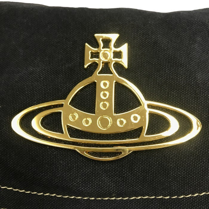 Vivienne Westwood ヴィヴィアンウェストウッド ショルダーバッグ ユニセックス キャンバス ビッグ オーブ マグネット メッセンジャー 斜め掛け ブラック 中古 T1