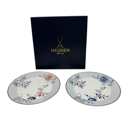 未使用品 MEISSEN マイセン お多福100周年記念 絵違い プレート 2枚 皿 洋食器 食器 希少 おたふく 中古 W1
