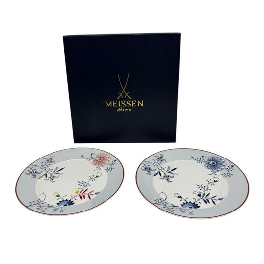 未使用品 MEISSEN マイセン お多福100周年記念 絵違い プレート 2枚 皿 洋食器 食器 希少 おたふく 中古 W1
