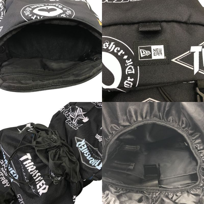 NEWERA × THRASHER リュック メンズ コラボ バックパック 総柄 大容量 ノートパソコン収納 ブラック 中古 T1