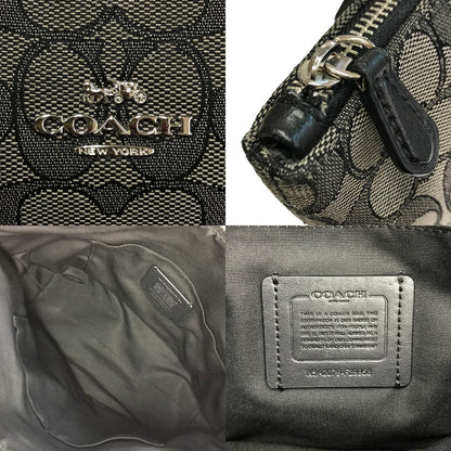 COACH コーチ シグネチャー トートバッグ レディース キャンバス/レザー ハンドバッグ A4収納可 グレー/ブラック F29958 中古 T1