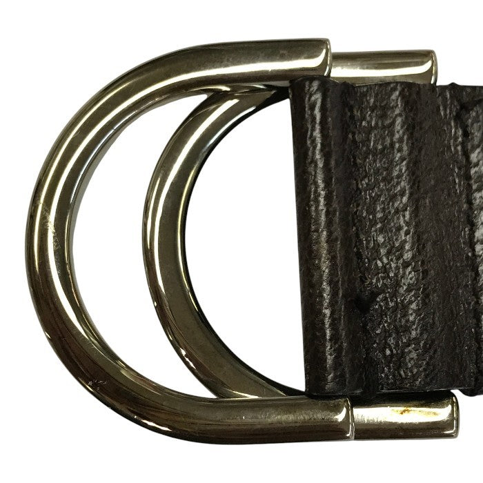 GUCCI グッチ ダブルリング ベルト ユニセックス キャンバス/レザー シェリーライン ストライプ グリーン/レッド 113cm 146435 中古 T1