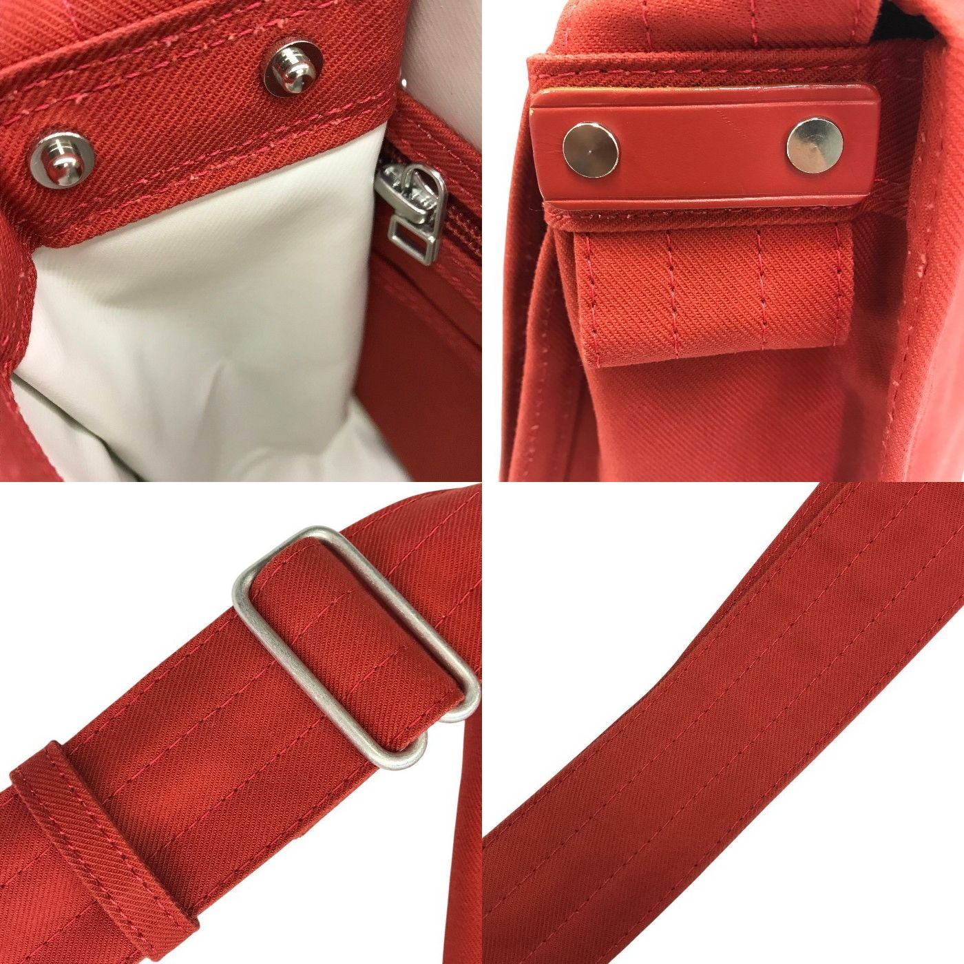 PORTER GIRL ポーター ガール NAKED ネイキッド ショルダーバッグ M レディース キャンバス 斜め掛け メッセンジャー レッド 中古 T1