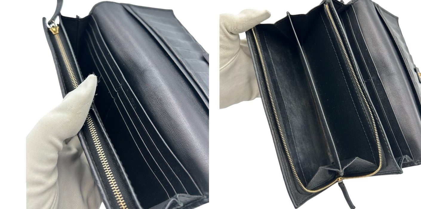 GUCCI グッチ インターロッキングG 長財布 204836・0959 ブラック ブランド メンズ レディース 総柄 レザー 本革 中古 W４