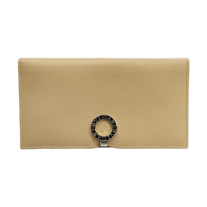 BVLGARI ブルガリ 長財布 ユニセックス 2つ折り ロゴクリップ レザー ベージュ 中古 T1