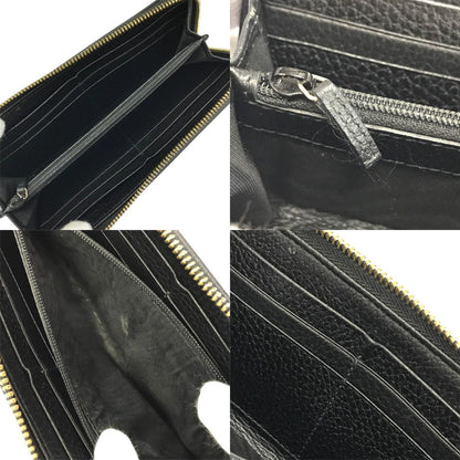 GUCCI グッチ GGキャンバス 長財布 レディース L字ファスナー スリム ジャガード ブラック/グレー 268917 中古 T1