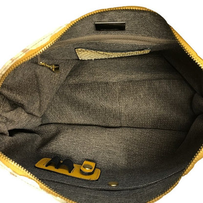 WEL Exotic Leather ハンドバッグ レディース パイソン ヘビ革 2way ショルダーバッグ 日本製 ベージュ 中古 T1