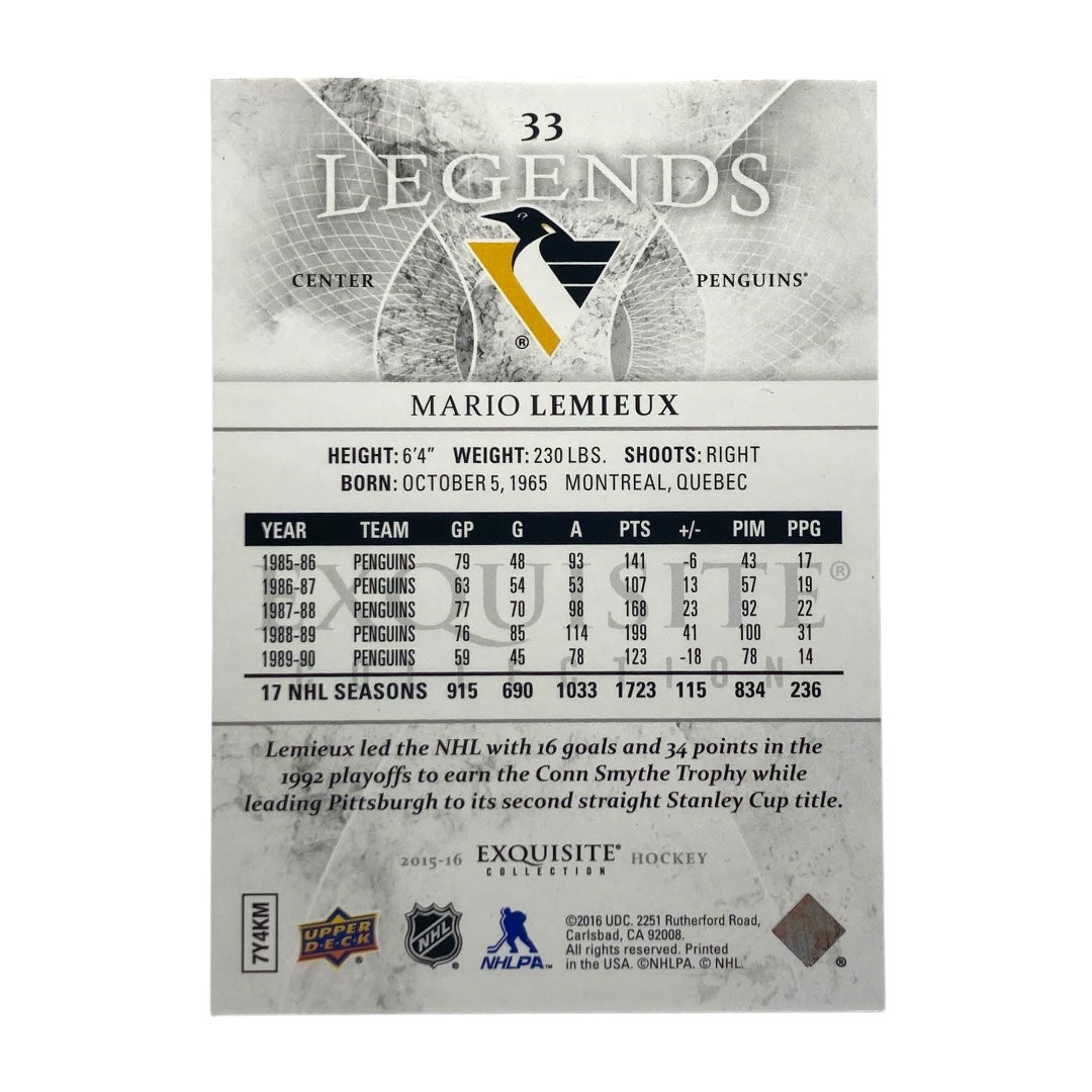 UPPER DECK NHLカード EXQUISITE COLLECTION MARIO LEMIEUX PENGUINS 270/499 #33 中古 IT2
