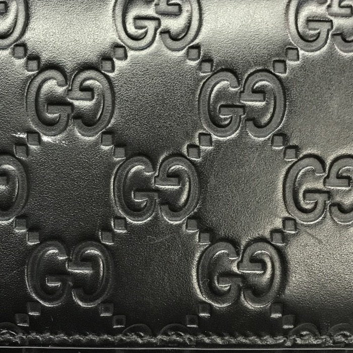GUCCI グッチ GGシグネチャー DORIAN 長財布 メンズ 2つ折り レザー ドリアン シマ エンボス ブラック 481727 中古 T1