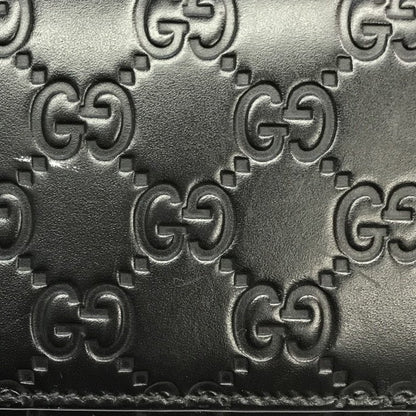 GUCCI グッチ GGシグネチャー DORIAN 長財布 メンズ 2つ折り レザー ドリアン シマ エンボス ブラック 481727 中古 T1