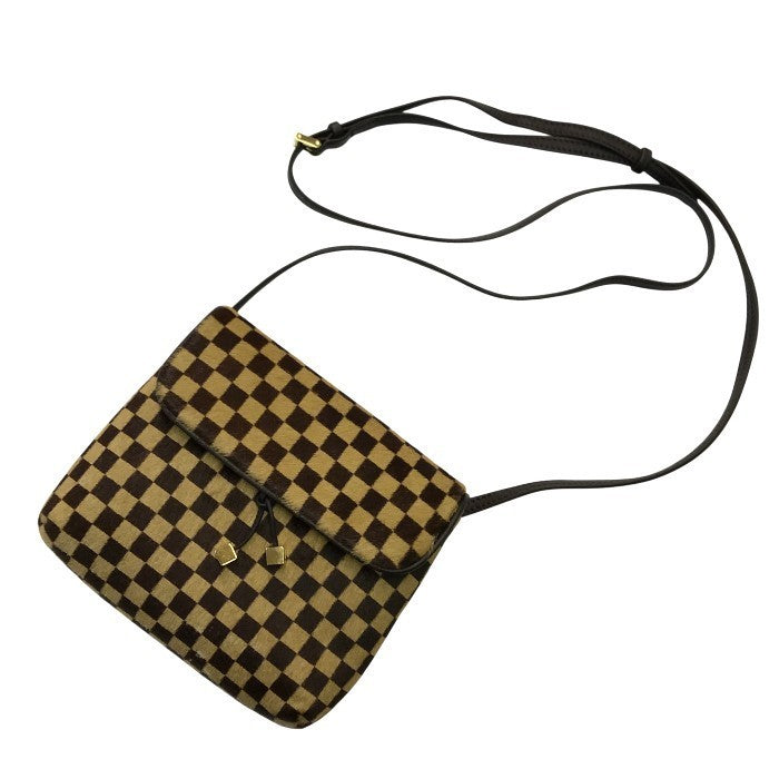 LOUIS VUITTON ルイヴィトン ダミエ ソバージュガゼル ショルダーバッグ レディース ハラコ レザー 斜め掛け ポシェット ブラウン M92130 中古 T1