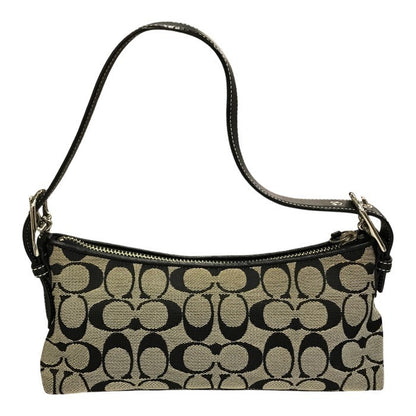 COACH コーチ シグネチャー アクセサリーポーチ レディース ハンドバッグ ショルダー キャンバス ブラック 6371 中古 T1